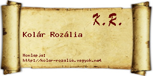 Kolár Rozália névjegykártya